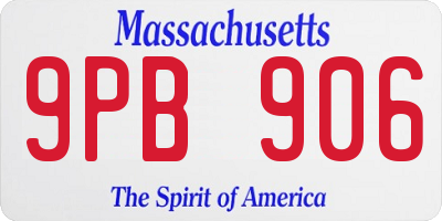 MA license plate 9PB906