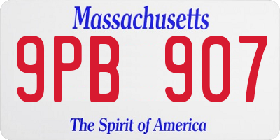 MA license plate 9PB907