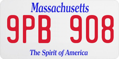 MA license plate 9PB908
