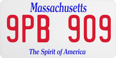 MA license plate 9PB909