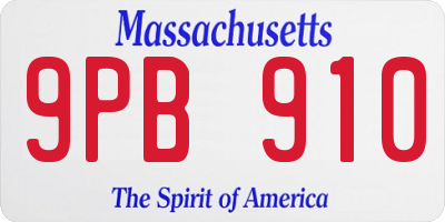 MA license plate 9PB910