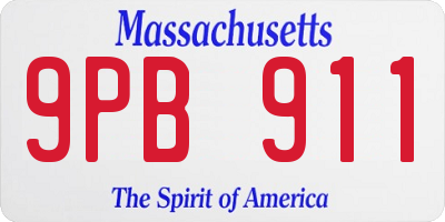 MA license plate 9PB911