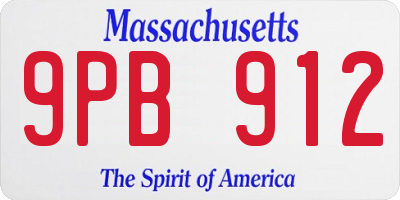 MA license plate 9PB912