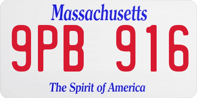 MA license plate 9PB916