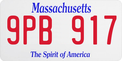 MA license plate 9PB917