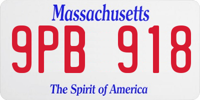 MA license plate 9PB918