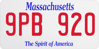 MA license plate 9PB920