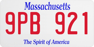 MA license plate 9PB921