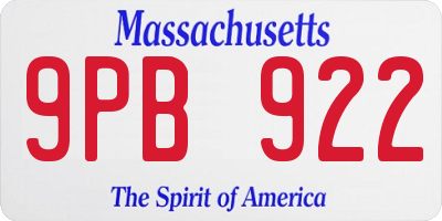 MA license plate 9PB922