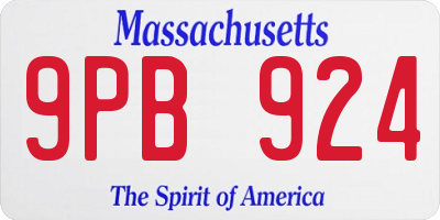 MA license plate 9PB924