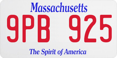 MA license plate 9PB925