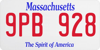 MA license plate 9PB928