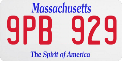 MA license plate 9PB929