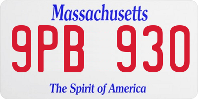 MA license plate 9PB930