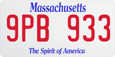 MA license plate 9PB933
