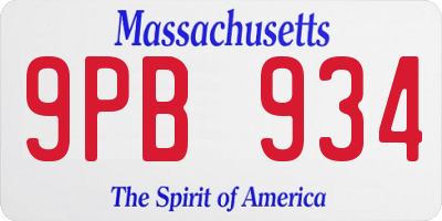 MA license plate 9PB934