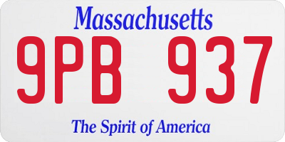 MA license plate 9PB937