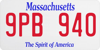 MA license plate 9PB940