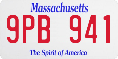 MA license plate 9PB941