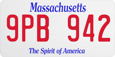 MA license plate 9PB942
