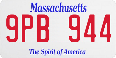 MA license plate 9PB944