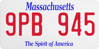 MA license plate 9PB945