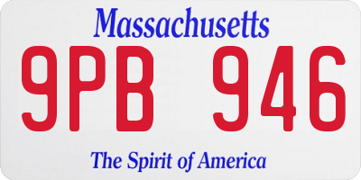 MA license plate 9PB946