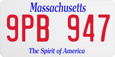 MA license plate 9PB947