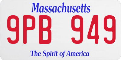 MA license plate 9PB949