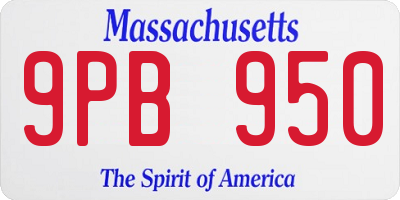 MA license plate 9PB950