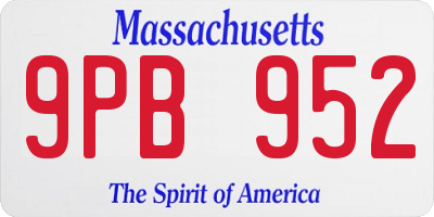 MA license plate 9PB952