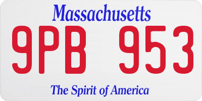 MA license plate 9PB953