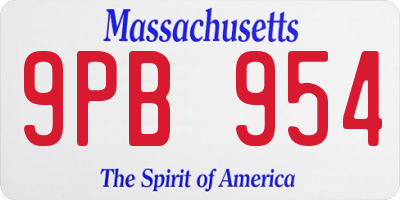 MA license plate 9PB954