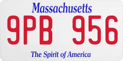 MA license plate 9PB956