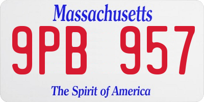 MA license plate 9PB957