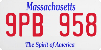 MA license plate 9PB958