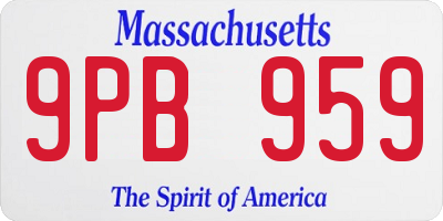 MA license plate 9PB959