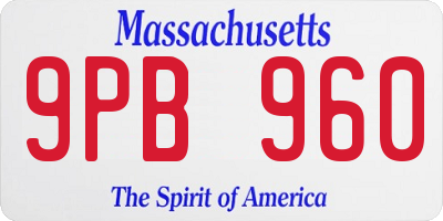MA license plate 9PB960