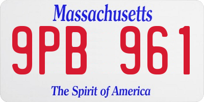 MA license plate 9PB961