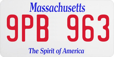 MA license plate 9PB963
