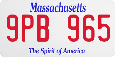 MA license plate 9PB965