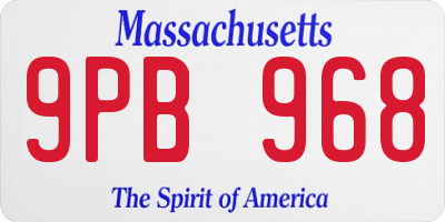 MA license plate 9PB968