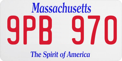 MA license plate 9PB970