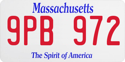 MA license plate 9PB972