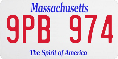 MA license plate 9PB974