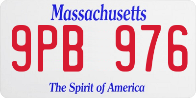 MA license plate 9PB976