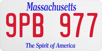 MA license plate 9PB977