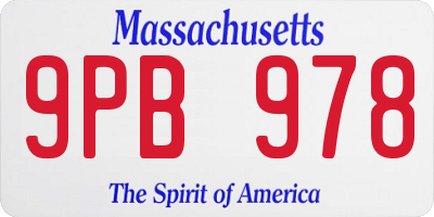 MA license plate 9PB978