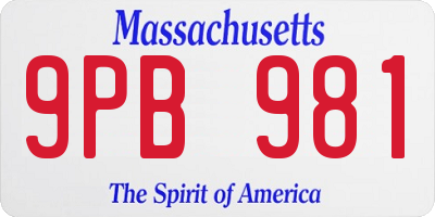 MA license plate 9PB981