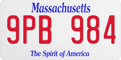 MA license plate 9PB984
